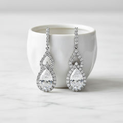 CUBIC ZIRCONIA COLLECTION - DAINTY DIVA EARRINGS - CZER631 SILVER