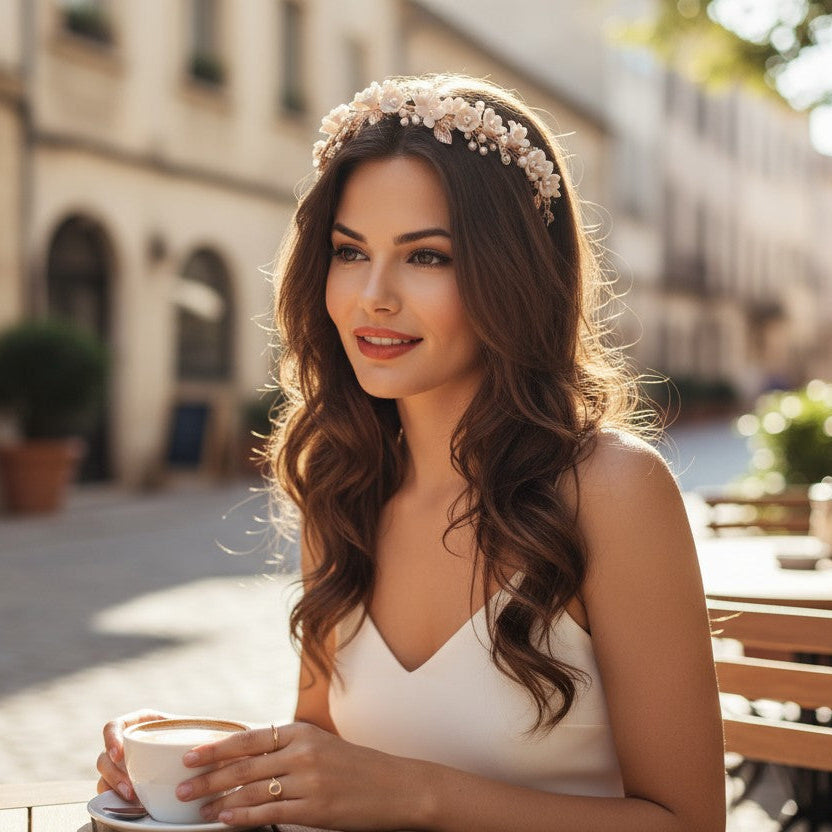 ATHENA COLLECTION - EXQUISITE PEARLIE HEADBAND - AHB121 GOLD