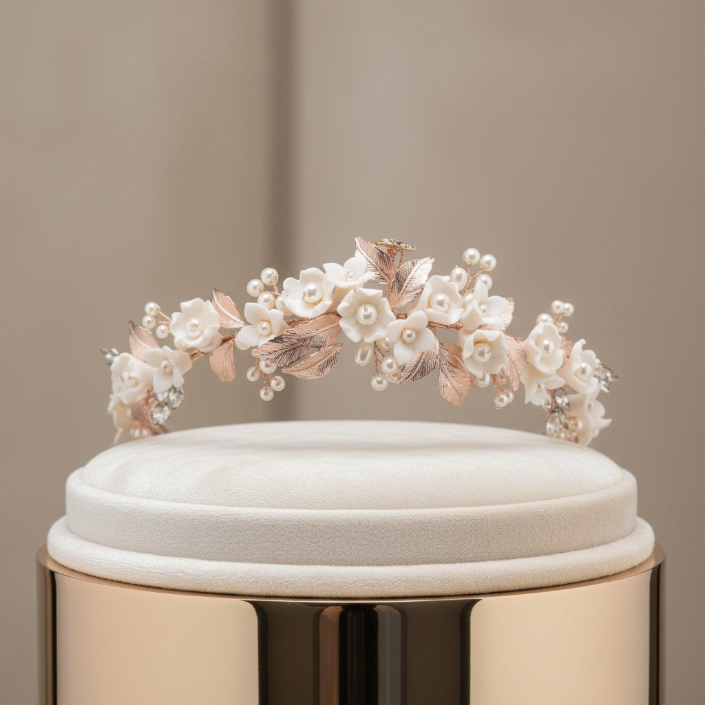 ATHENA COLLECTION - EXQUISITE PEARLIE HEADBAND - AHB121 ROSE GOLD