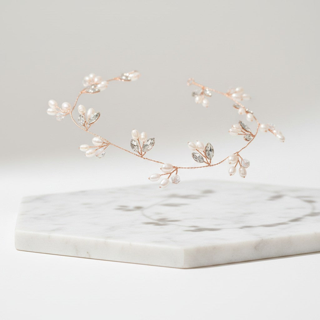 ATHENA COLLECTION - FRESHWATER PEARL VINE -  HP199 ROSE GOLD