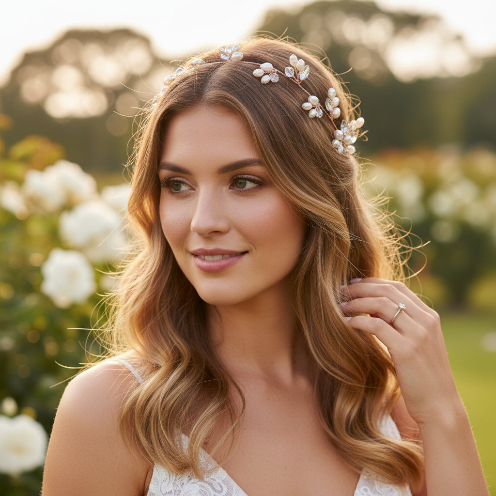 ATHENA COLLECTION - FRESHWATER PEARL VINE -  HP199 ROSE GOLD