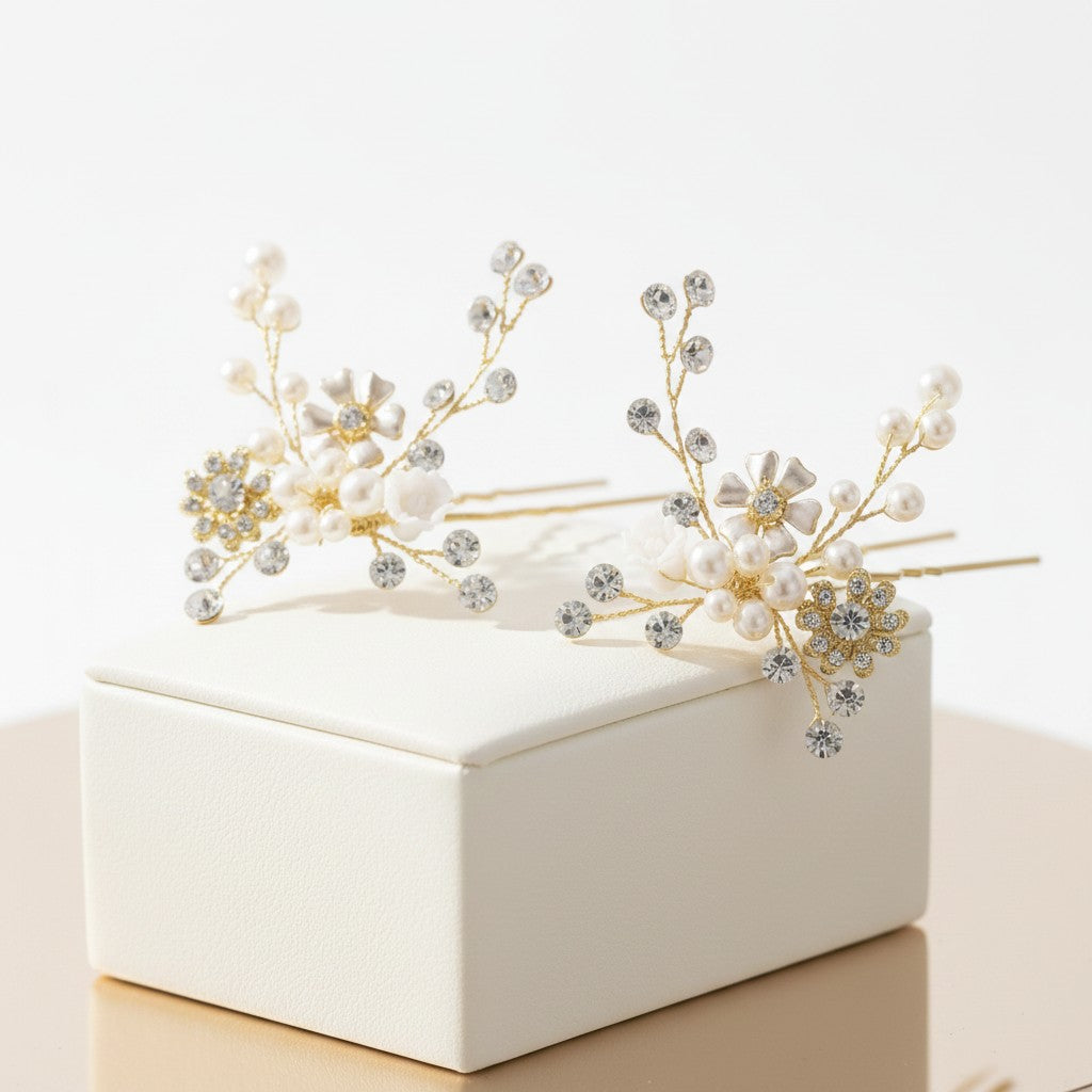ATHENA COLLECTION - ETERNALLY PEARL HAIR PINS (PAIR)  - PIN 36 GOLD