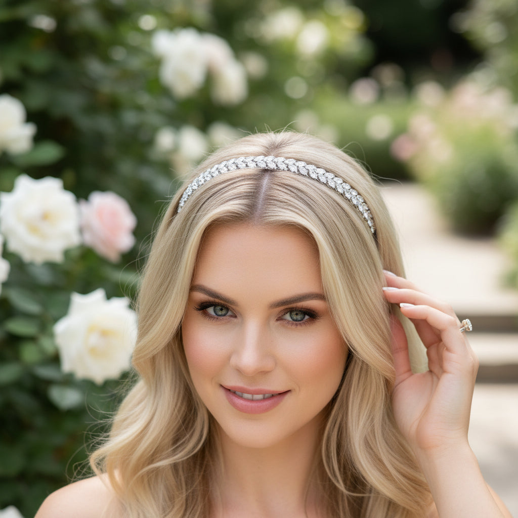 ATHENA COLLECTION - SHIMMERING  HEADBAND - SILVER  AHB129