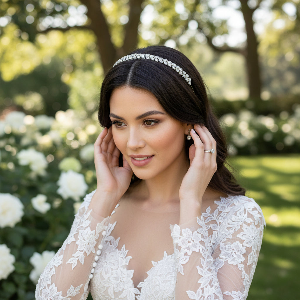 ATHENA COLLECTION - SHIMMERING  HEADBAND - SILVER  AHB129