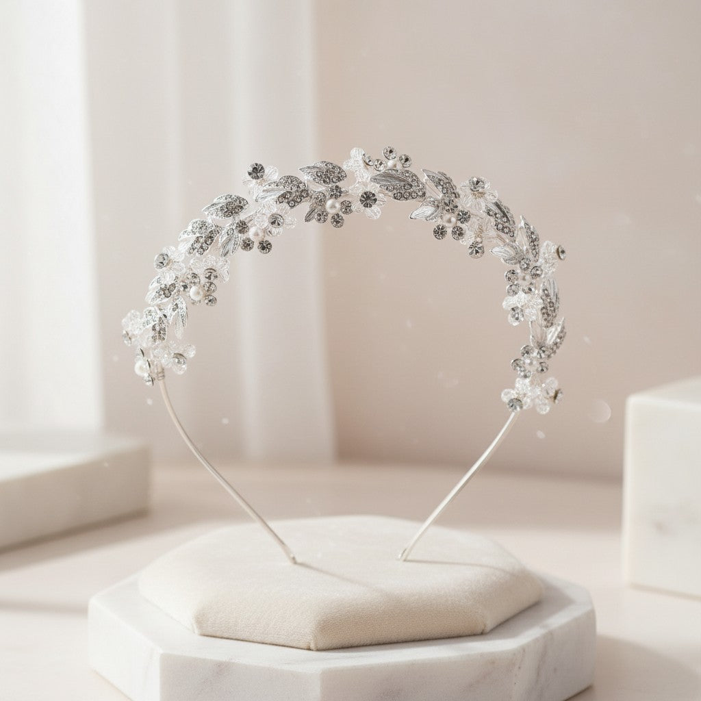 ATHENA COLLECTION - VINTAGE DREAM HEADBAND - AHB132 SILVER