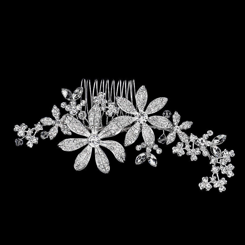 ATHENA COLLECTION - LUXE FLOWER COMB - HC242 SILVER