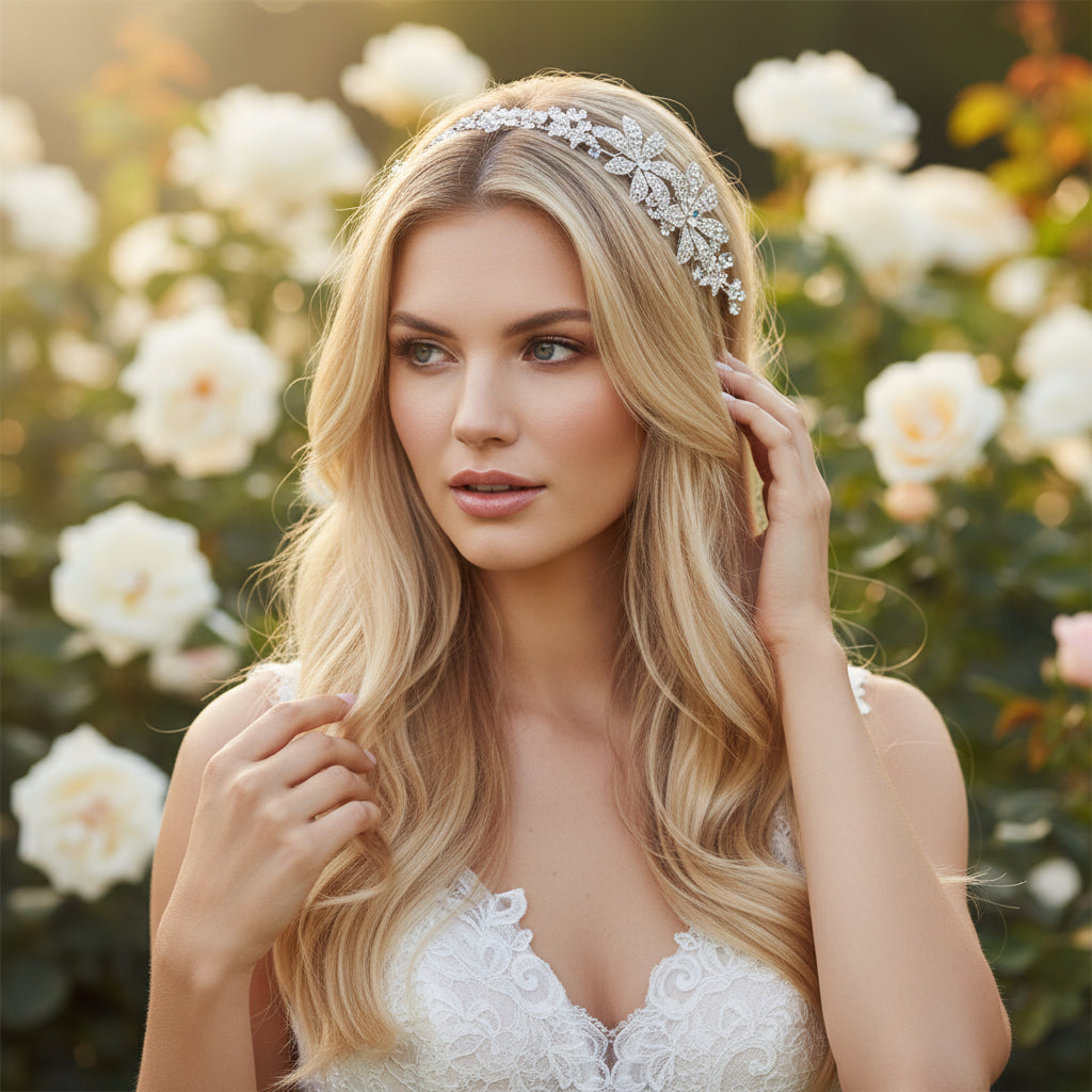 ATHENA COLLECTION - CRYSTAL FLOWER HAIR COMBS SET