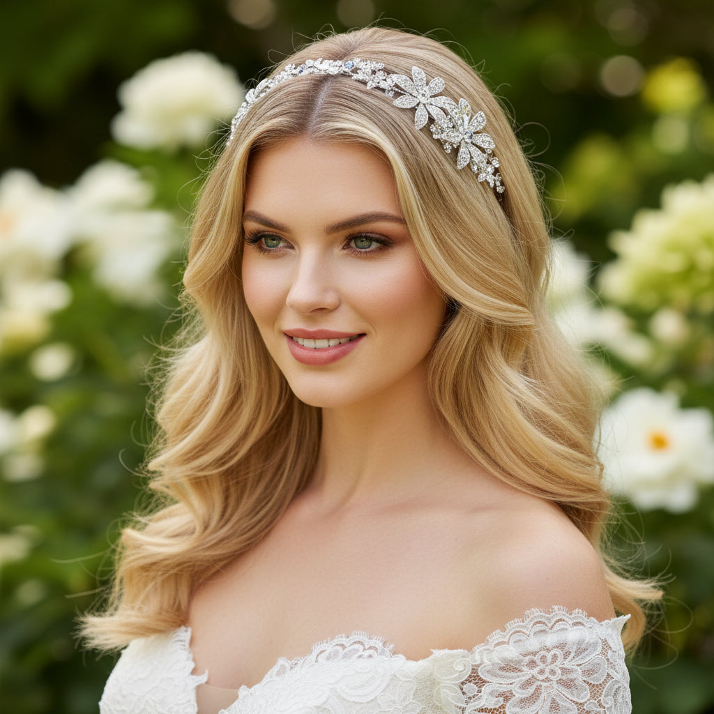 ATHENA COLLECTION - CRYSTAL FLOWER HAIR COMBS SET