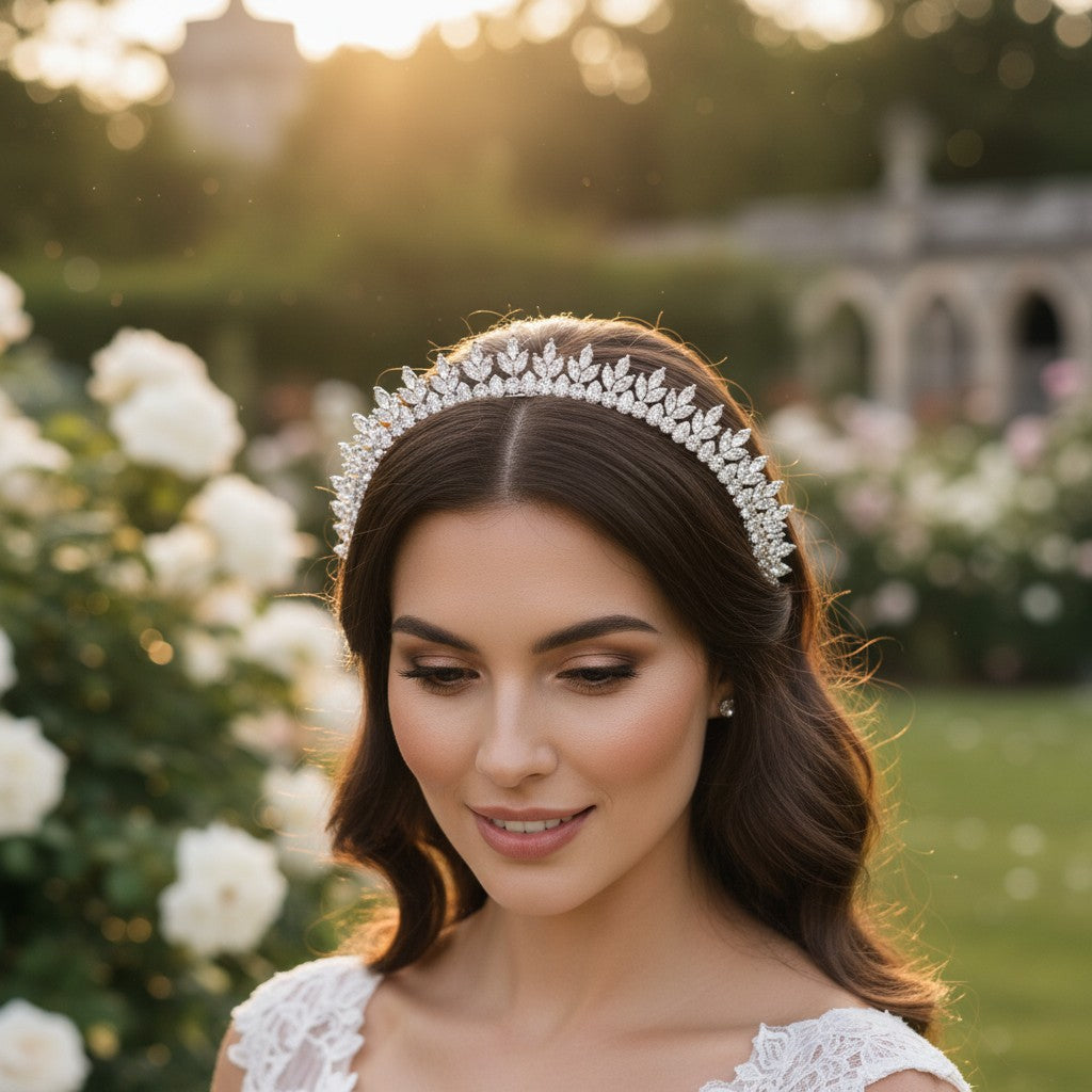 CUBIC ZIRCONIA COLLECTION - GLITZY STARLET TIARA - AHB133