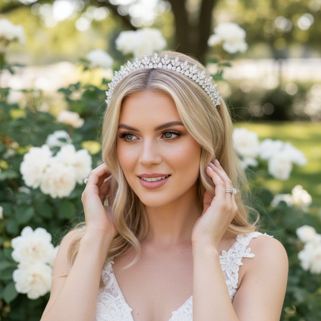 CUBIC ZIRCONIA COLLECTION - GLITZY STARLET TIARA - AHB133
