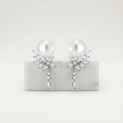 CUBIC ZIRCONIA COLLECTION - BEJEWELLED PEARL EARRINGS - CZER633