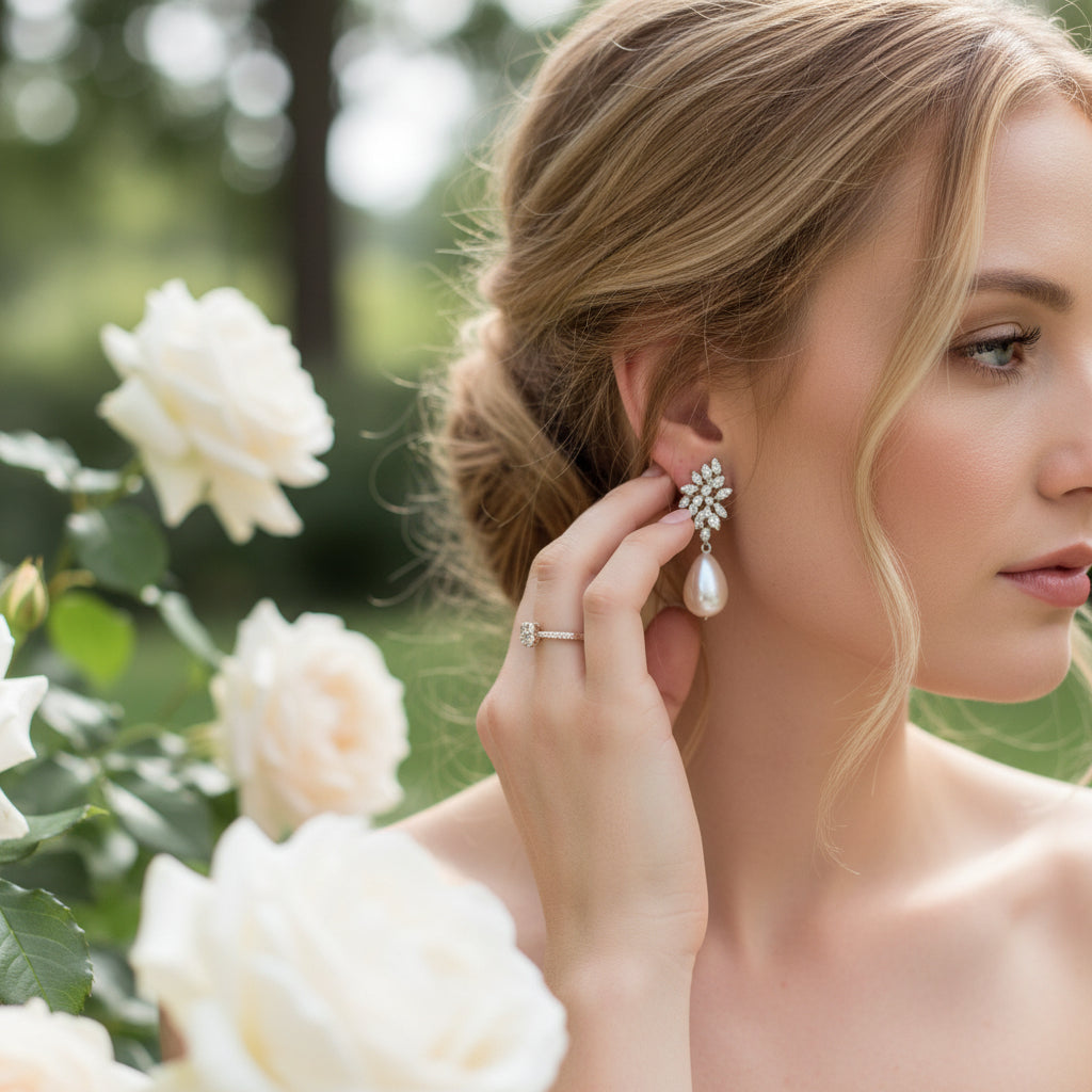 CUBIC ZIRCONIA COLLECTION - LUXE PEARL EARRINGS - CZER634