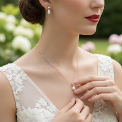 CUBIC ZIRCONIA COLLECTION - TIMELESS ELEGANCE NECKLACE SET- (CZNK74AA) ROSE GOLD