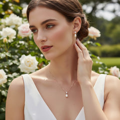 CUBIC ZIRCONIA COLLECTION - TIMELESS ELEGANCE NECKLACE SET- (CZNK74AA) ROSE GOLD
