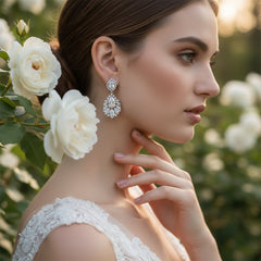 CUBIC ZIRCONIA - STARLET GLAM EARRINGS - SILVER - (CZER480)