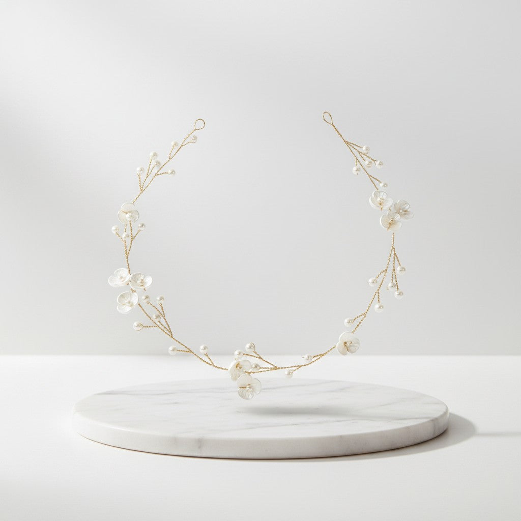 ATHENA COLLECTION - DAINTY FLORAL HAIR VINE - HP204 GOLD