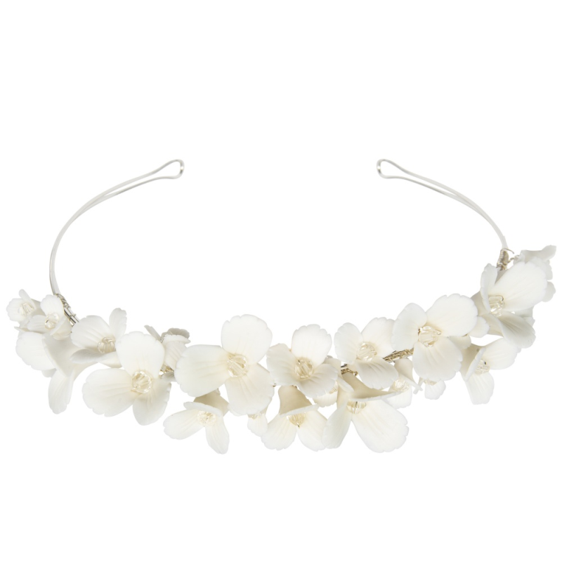 ATHENA COLLECTION - FLORAL DIVINE HEADBAND - SILVER AHB138