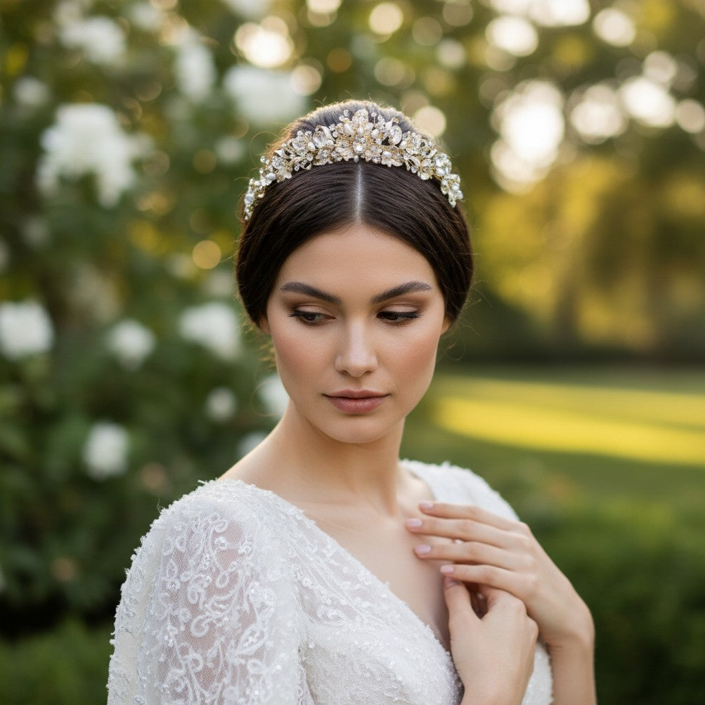 ATHENA COLLECTION - DIVINE TIARA  - GOLD AHB139