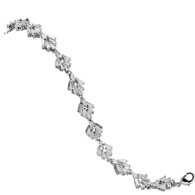CUBIC ZIRCONIA COLLECTION - GASTBY STYLE BRACELET - CZBR138 SILVER