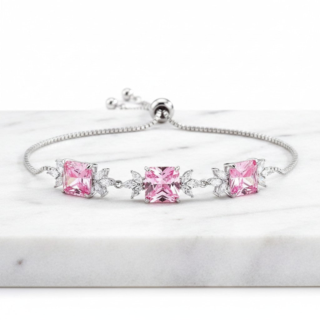 CUBIC ZIRCONIA COLLECTION - PINK DIVINE BRACELET - CZBR139 PINK