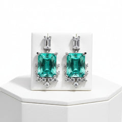 CUBIC ZIRCONIA EARRINGS - DAINTY SPARKLE EARRINGS - AQUA CZER660