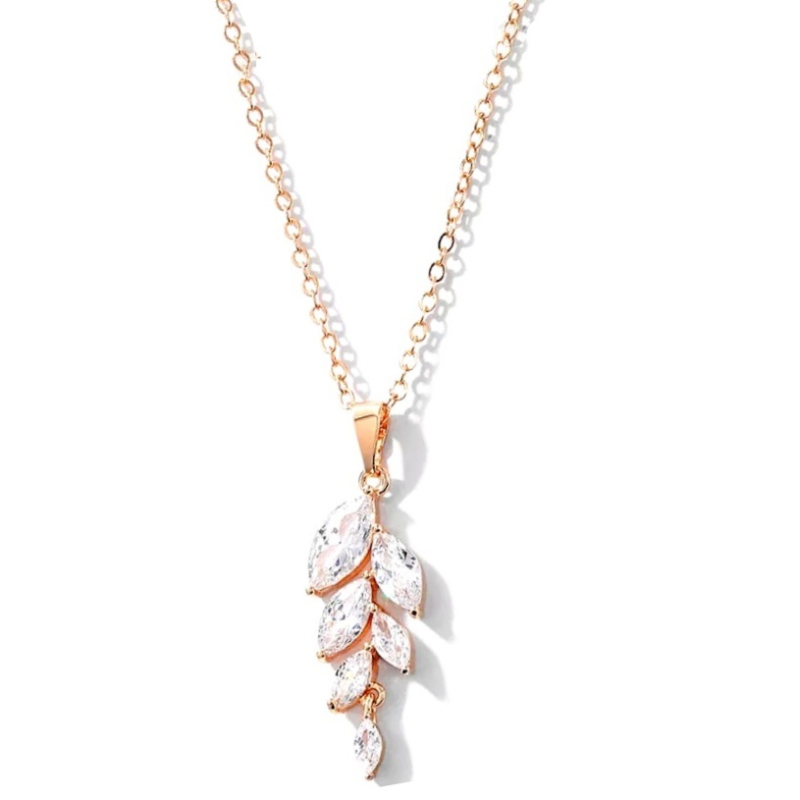 CUBIC ZIRCONIA COLLECTION - BELLA DAINTY DROP NECKLACE - CZNK108 ROSE GOLD