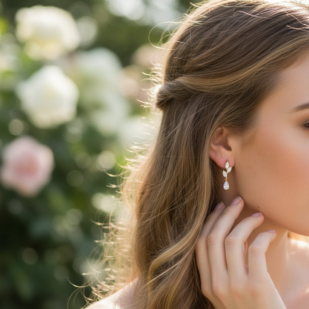 CUBIC ZIRCONIA COLLECTION - DAINTY DROP EARRINGS SET - SILVER