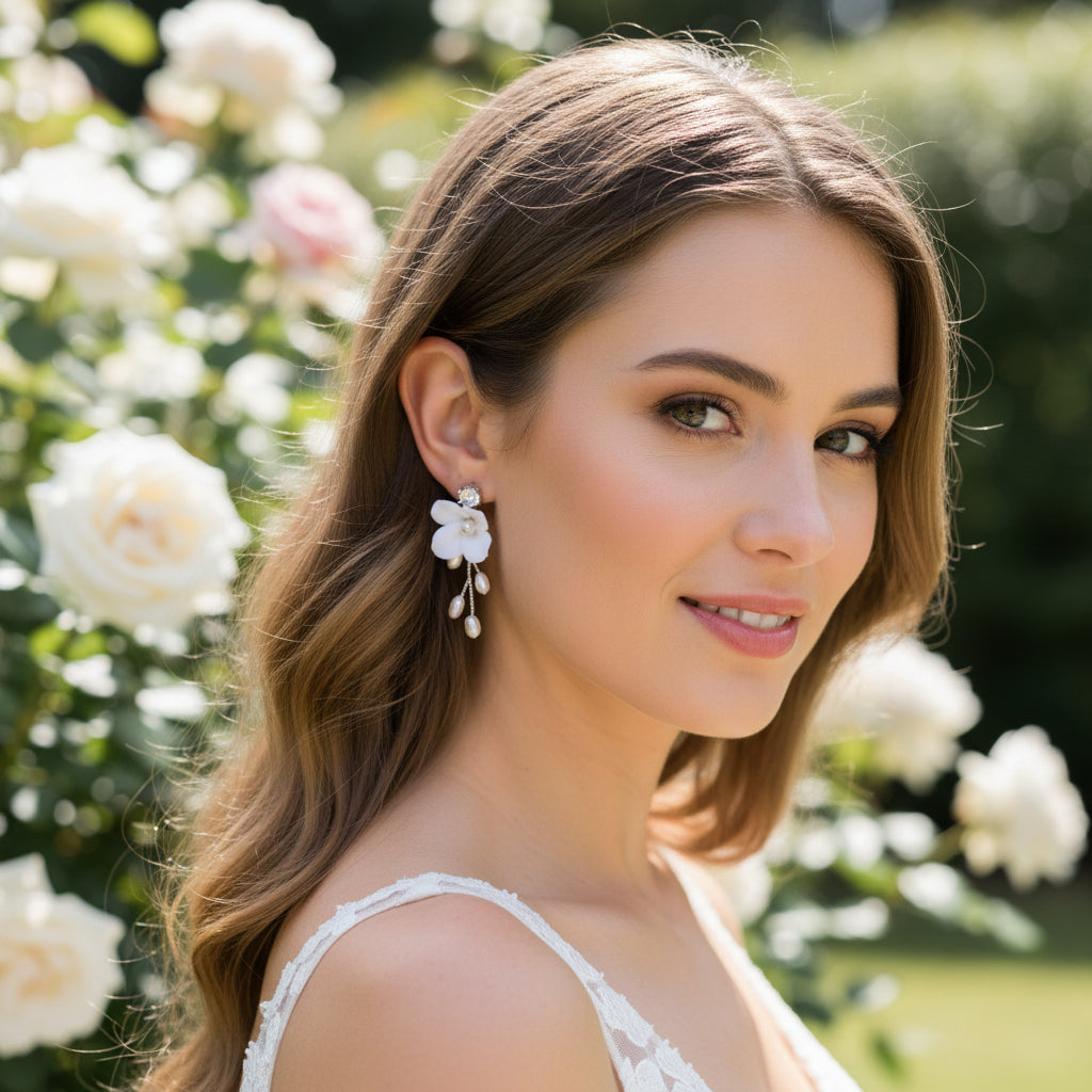 ATHENA COLLECTION - LILLIAN FRESHWATER PEARL EARRINGS - CZER664 SILVER
