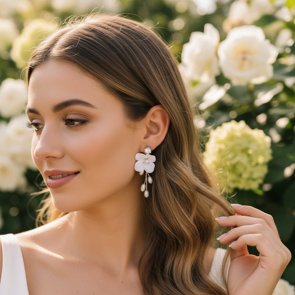 ATHENA COLLECTION - LILLIAN FRESHWATER PEARL EARRINGS - CZER664 SILVER