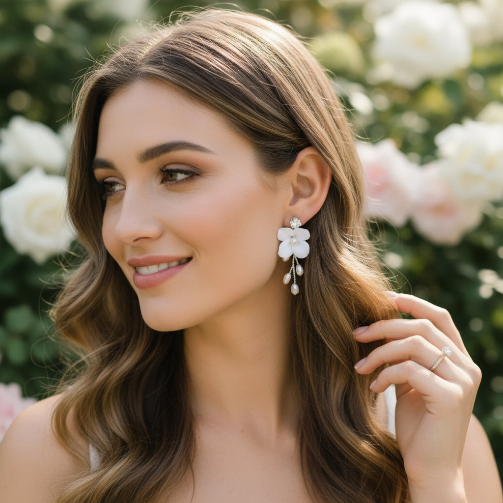 ATHENA COLLECTION - LILLIAN FRESHWATER PEARL EARRINGS - CZER664 SILVER