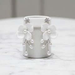 ATHENA COLLECTION - LILLIAN FRESHWATER PEARL EARRINGS - CZER664 SILVER