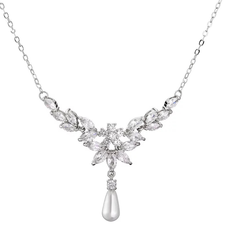 CUBIC ZIRCONIA COLLECTION - OPULENCE NECKLACE CZNK167 SILVER