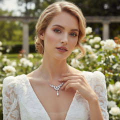 CUBIC ZIRCONIA COLLECTION - OPULENCE NECKLACE CZNK167 SILVER