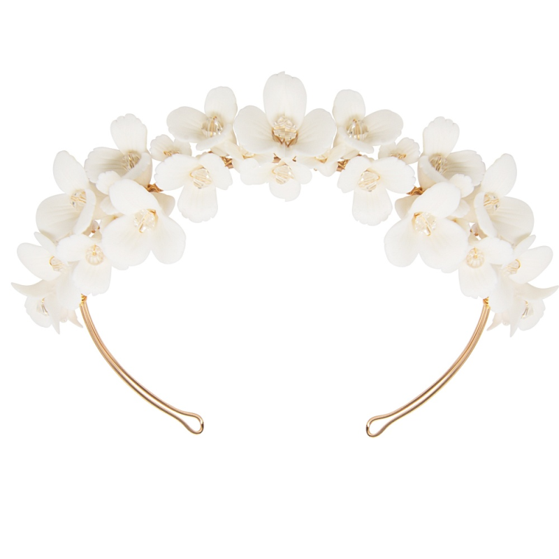 ATHENA COLLECTION - FLORAL DIVINE HEADBAND - AHB138 GOLD