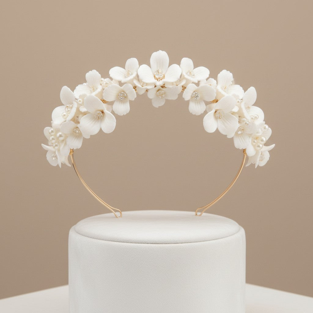 ATHENA COLLECTION - FLORAL DIVINE HEADBAND - AHB138 GOLD