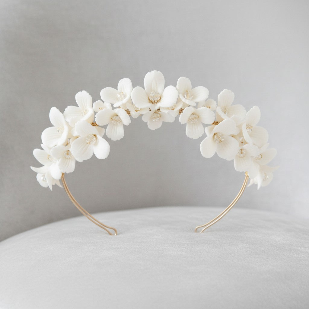 ATHENA COLLECTION - FLORAL DIVINE HEADBAND - AHB138 GOLD