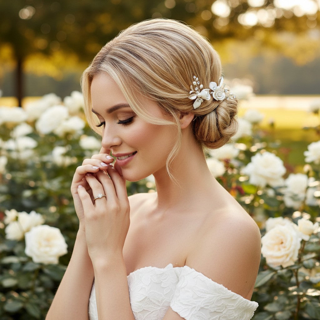 ATHENA COLLECTION - GLAM ROSE HAIR PINS - (PAIR) PIN64 SILVER