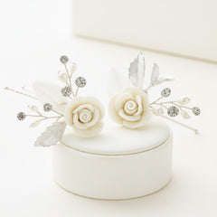 ATHENA COLLECTION - GLAM ROSE HAIR PINS - (PAIR) PIN64 SILVER