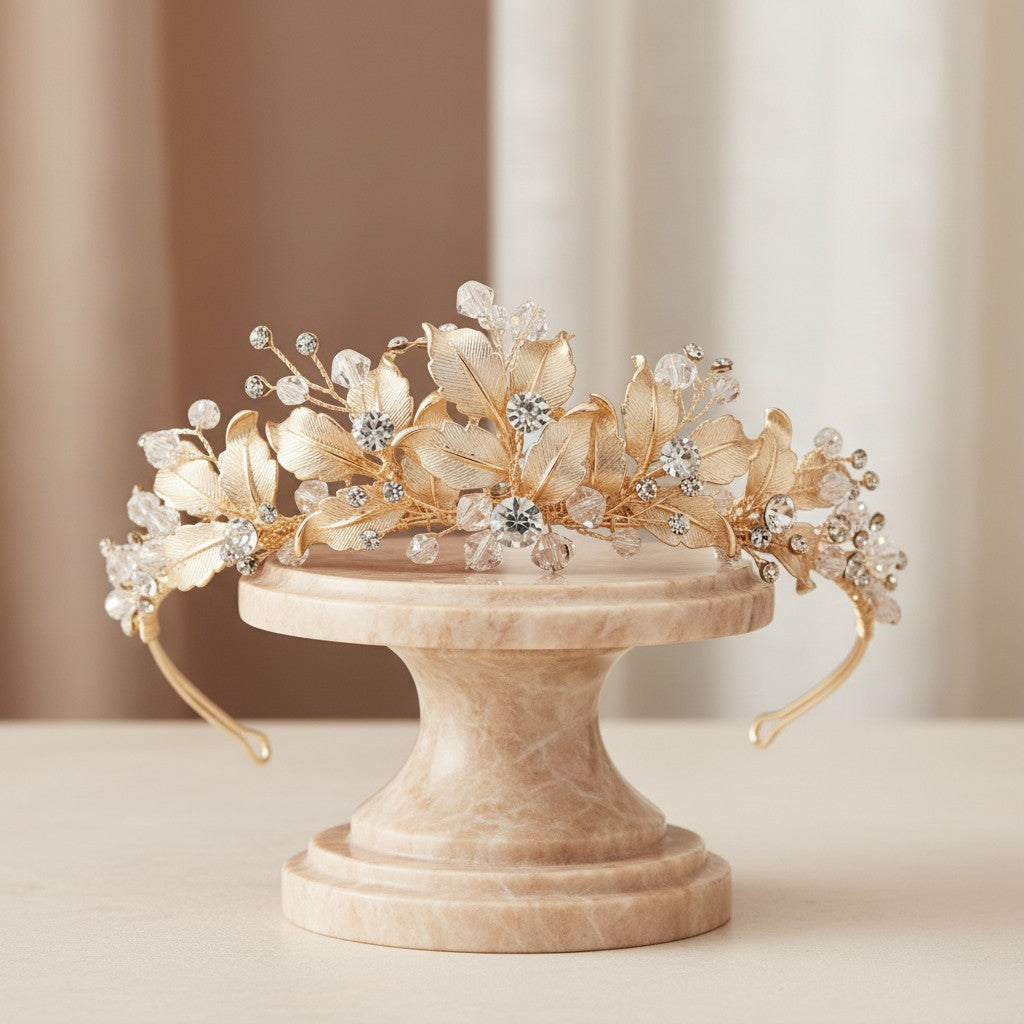 SASSB COLLECTION - SILVER EXTRAVAGANCE TIARA - (TIARA 23) 14K GOLD
