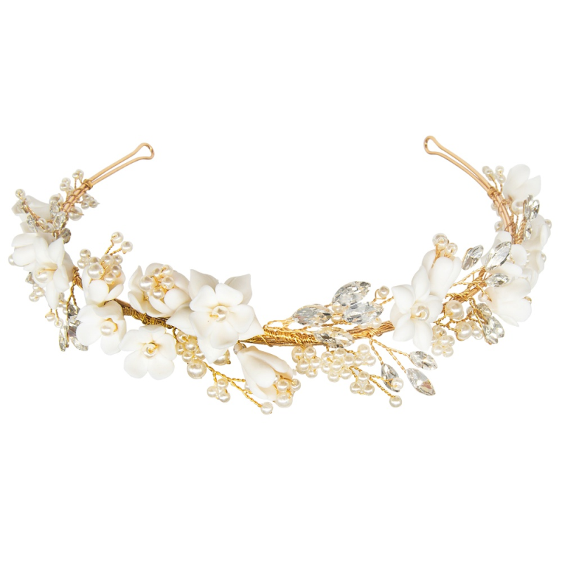 ATHENA COLLECTION - SPARKLING ROMANCE HEADBAND - AHB142 GOLD