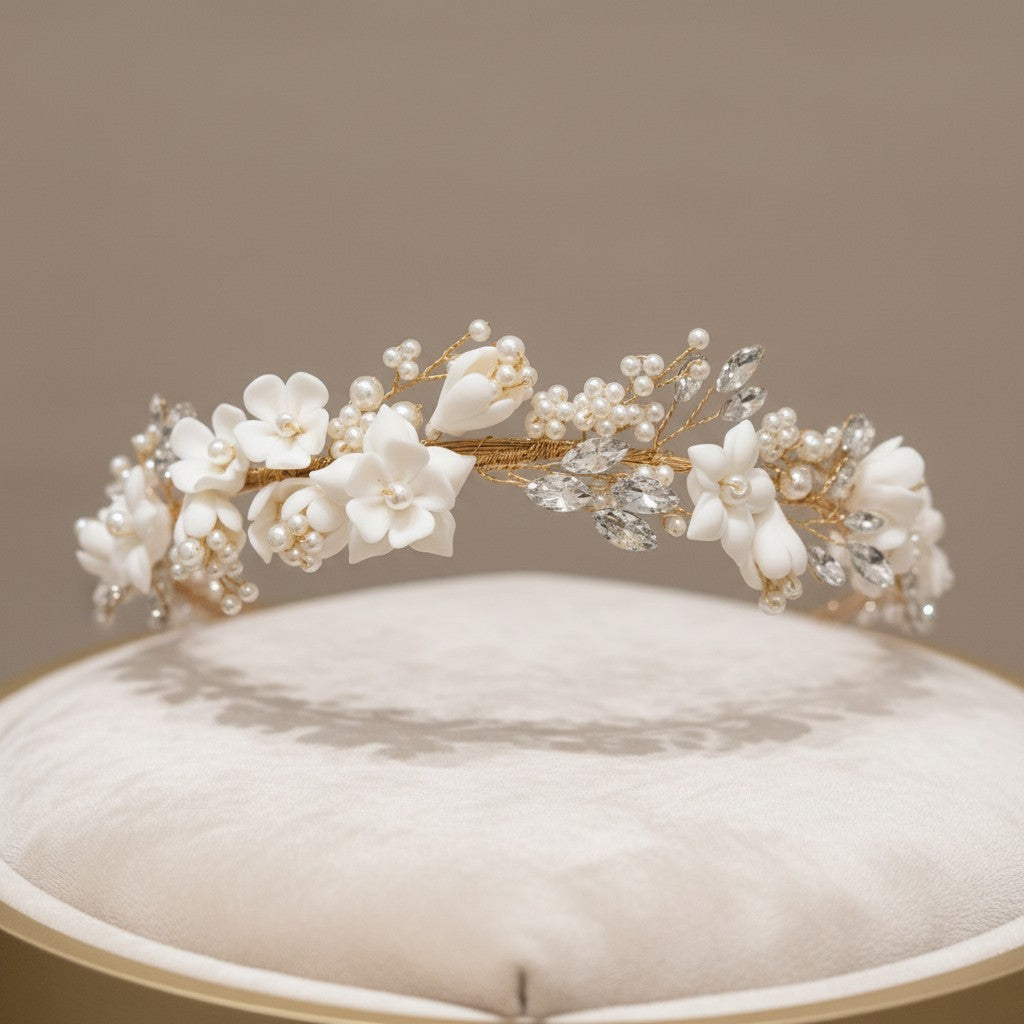 ATHENA COLLECTION - SPARKLING ROMANCE HEADBAND - AHB142 GOLD