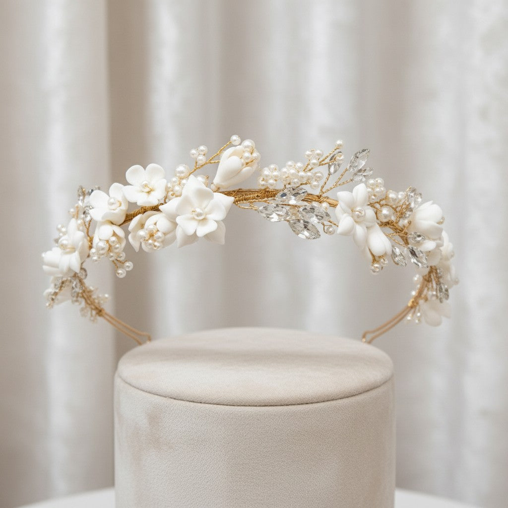 ATHENA COLLECTION - SPARKLING ROMANCE HEADBAND - AHB142 GOLD