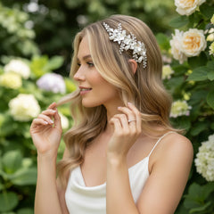 ATHENA COLLECTION - ENCHANTMENT FLORAL HEADPIECE -  HC251 SILVER