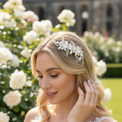 ATHENA COLLECTION - ENCHANTMENT FLORAL HEADPIECE -  HC251 SILVER