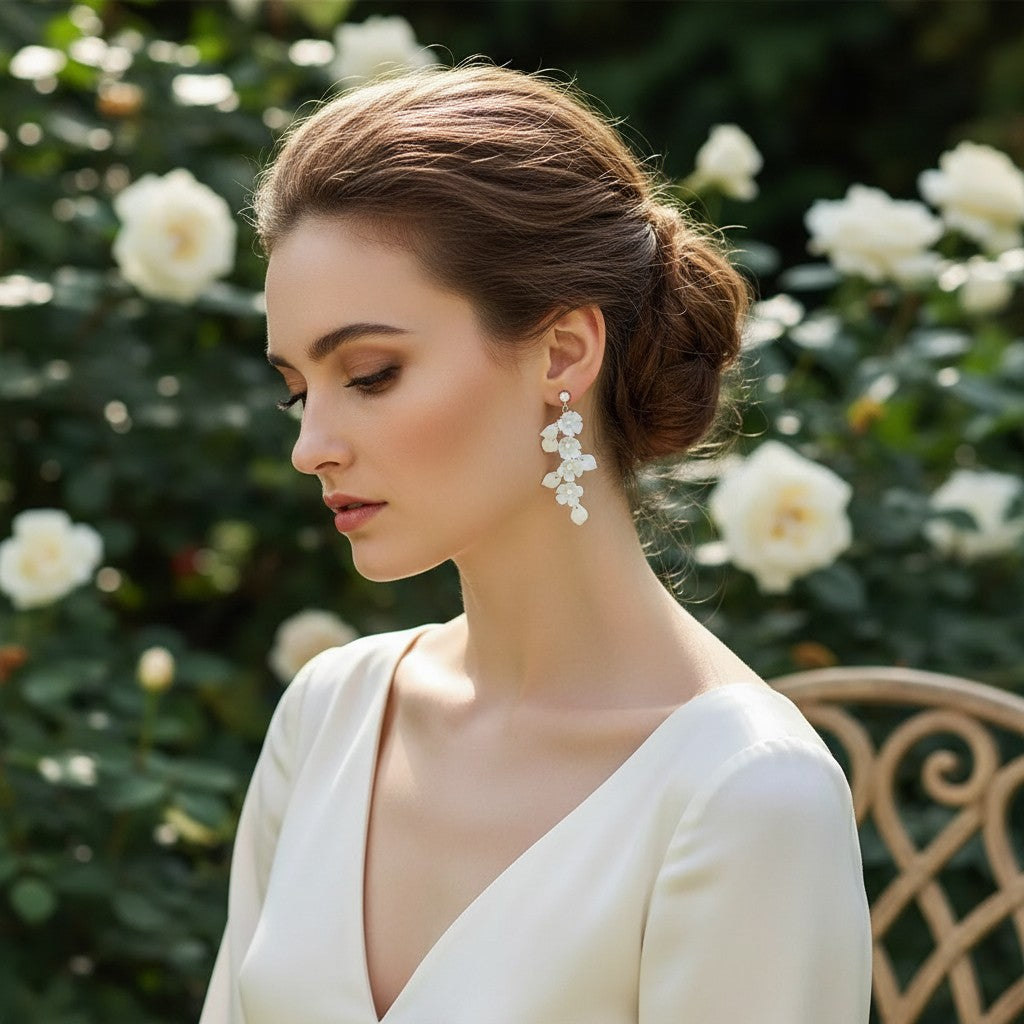 ATHENA COLLECTION - ALLURE FLORAL VINE EARRINGS - CZER665 SILVER