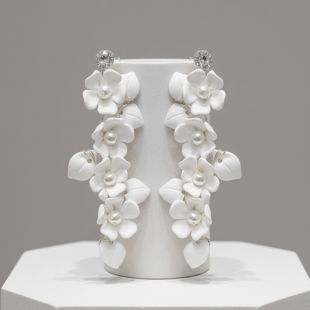 ATHENA COLLECTION - ALLURE FLORAL VINE EARRINGS - CZER665 SILVER