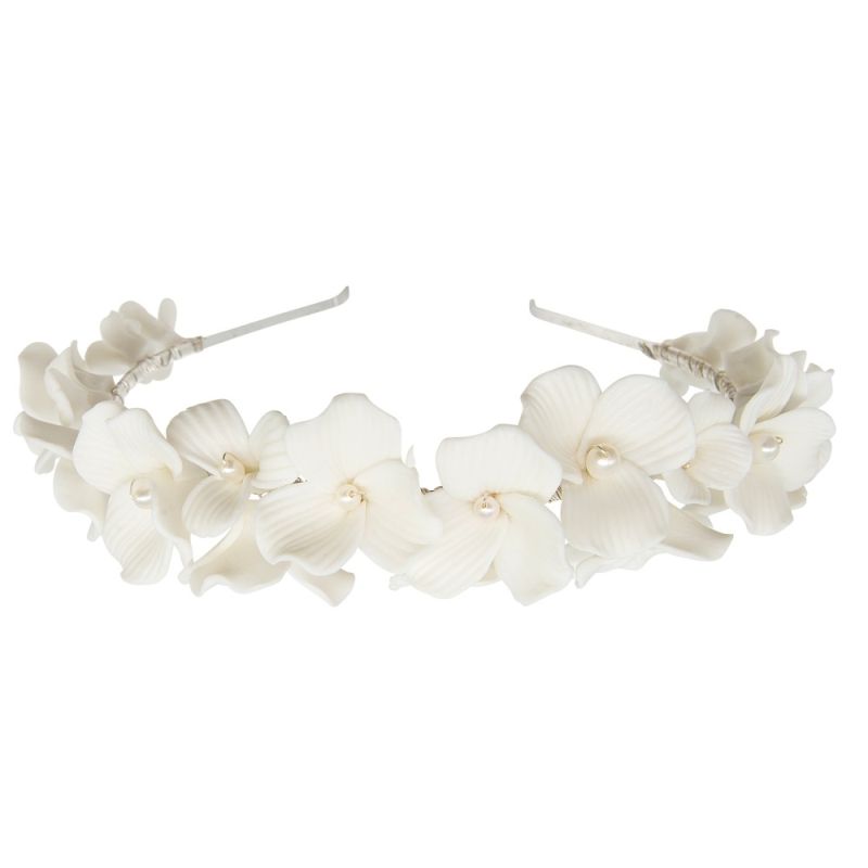 ATHENA COLLECTION - FLORAL ALLURE HEADBAND - AHB143 SILVER