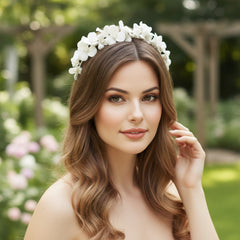 ATHENA COLLECTION - FLORAL ALLURE HEADBAND - AHB143 SILVER