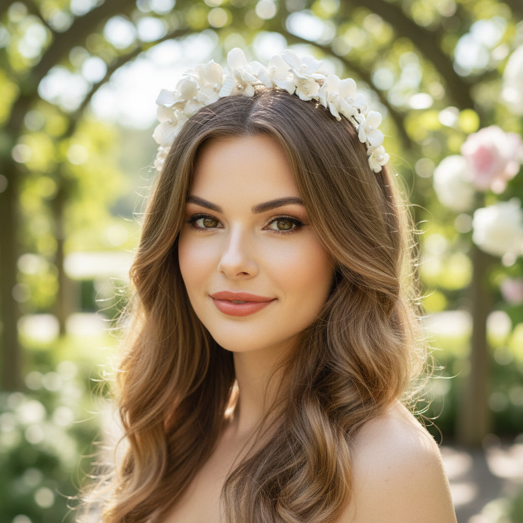 ATHENA COLLECTION - FLORAL ALLURE HEADBAND - AHB143 SILVER