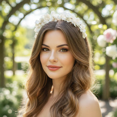 ATHENA COLLECTION - FLORAL ALLURE HEADBAND - AHB143 SILVER